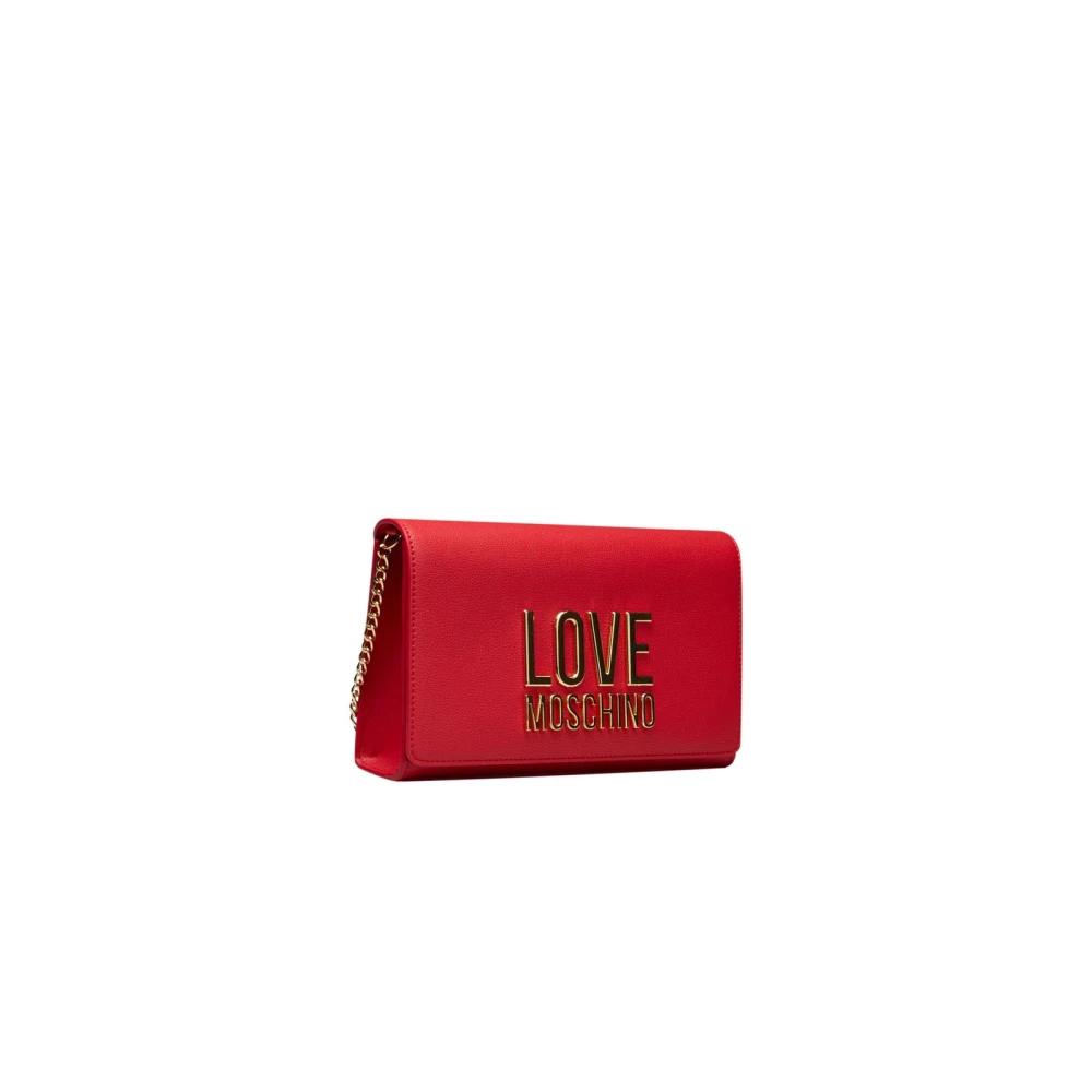 Love Moschino Schoudertas met Ketting en Logo Red Dames