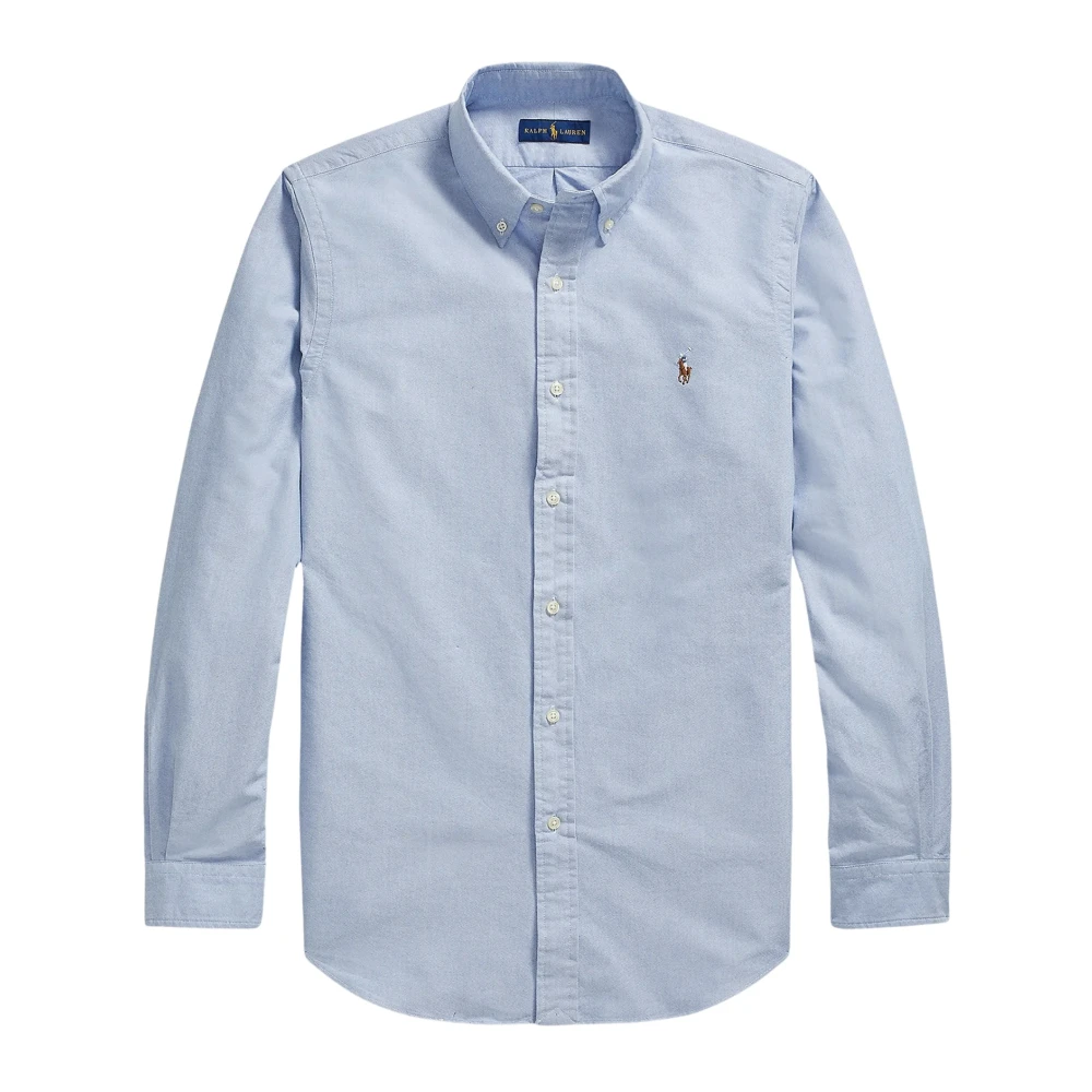 Polo Ralph Lauren Herr Blå Skjortor L, Bomull, Custom Fit Oxford Skjorta