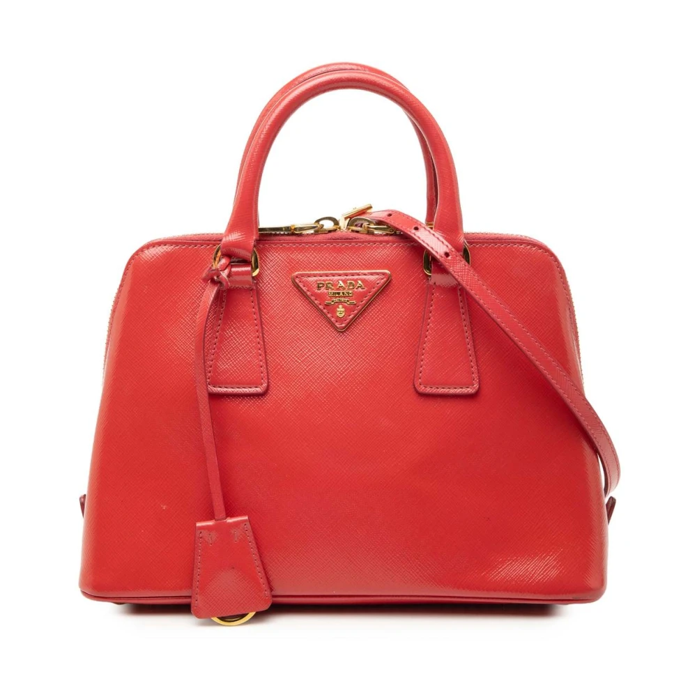 Prada Vintage Women's Red Pre-Owned Structu Leather Satchel