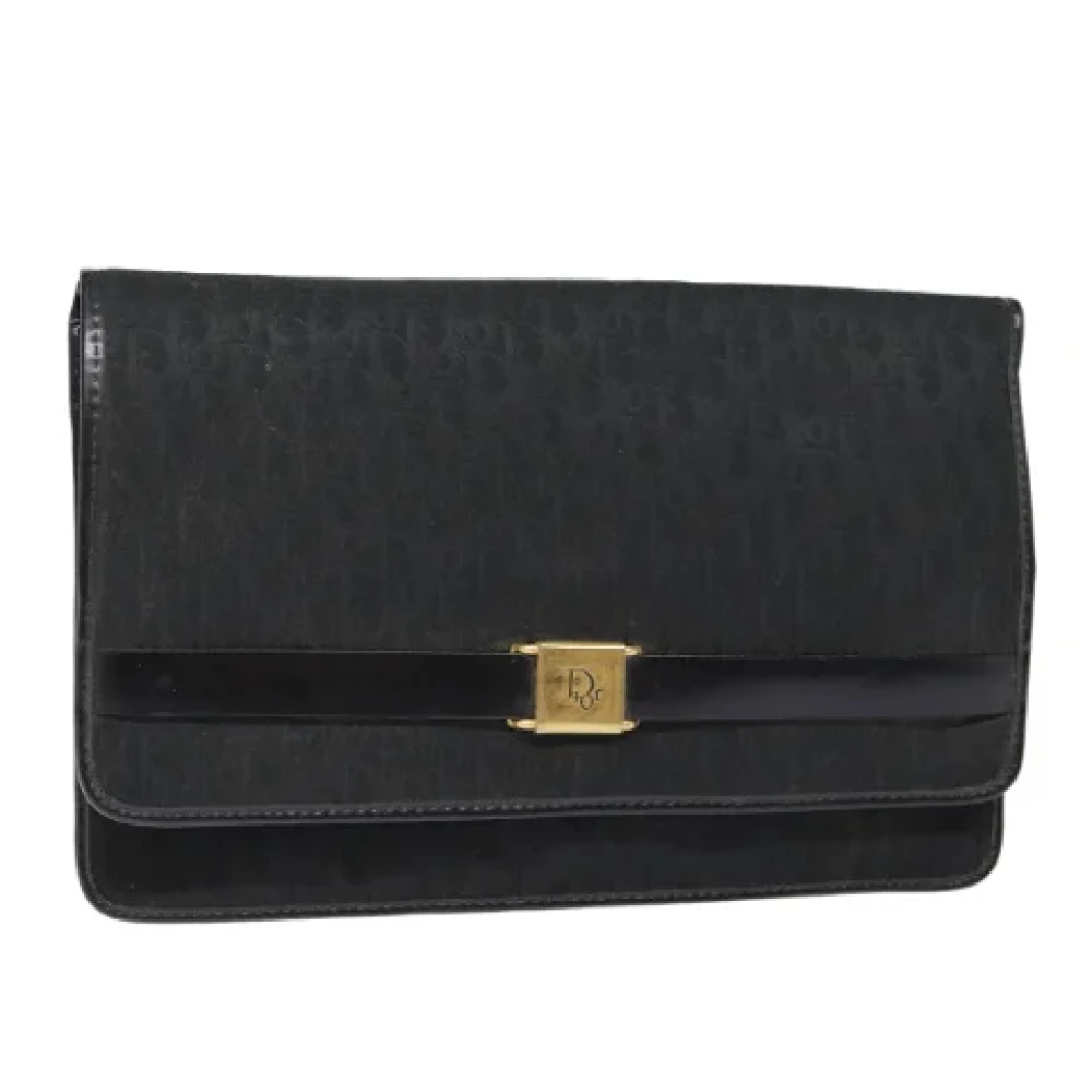 Dior Vintage Pre-owned Canvas clutches Black Dames
