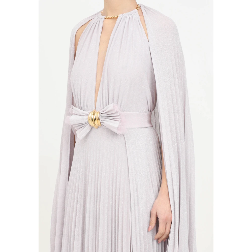 Elisabetta Franchi Paarse Elegante Lange Jurk met Mantel Gray Dames