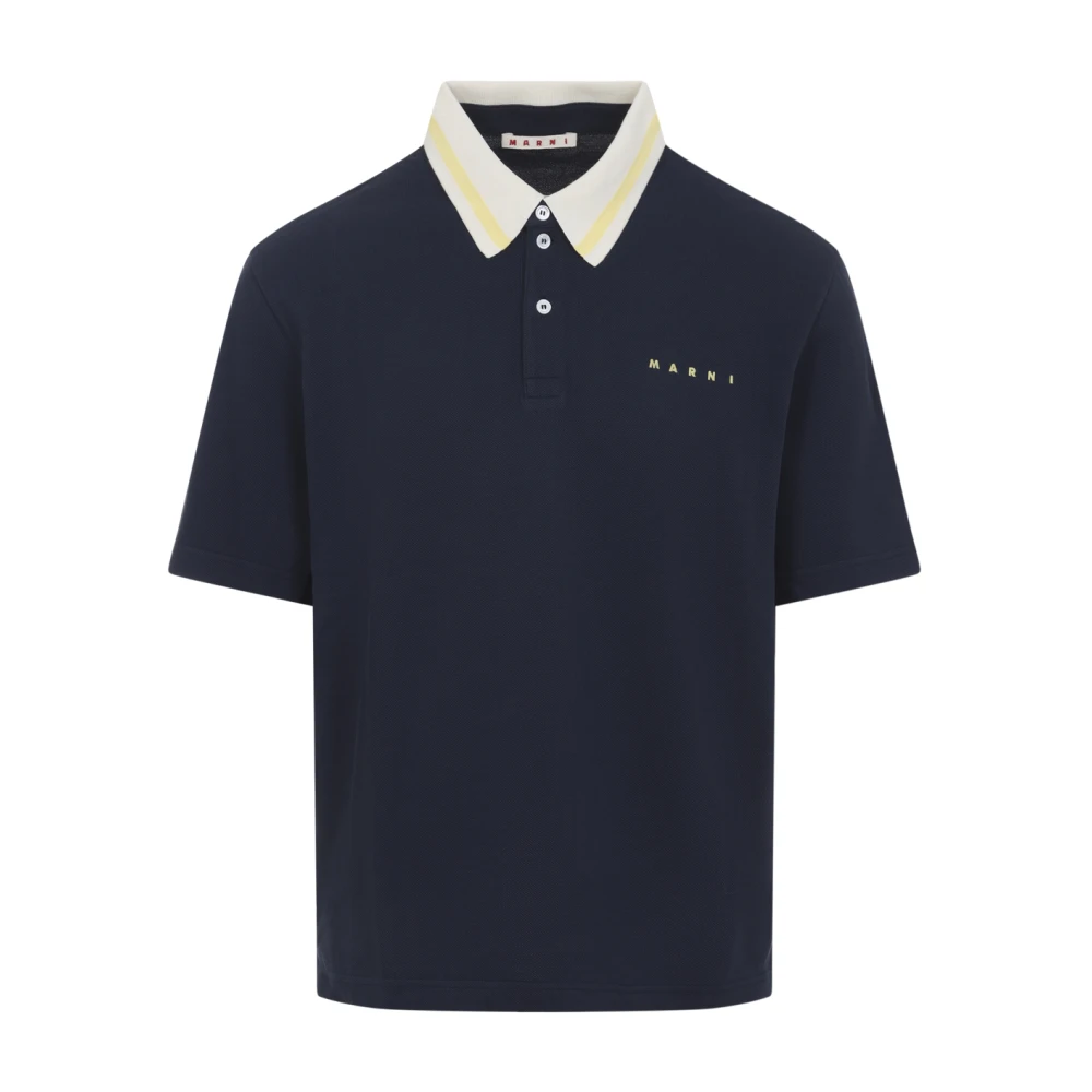 Marni Men's Blue Polo Shirts, M, Polo Neck