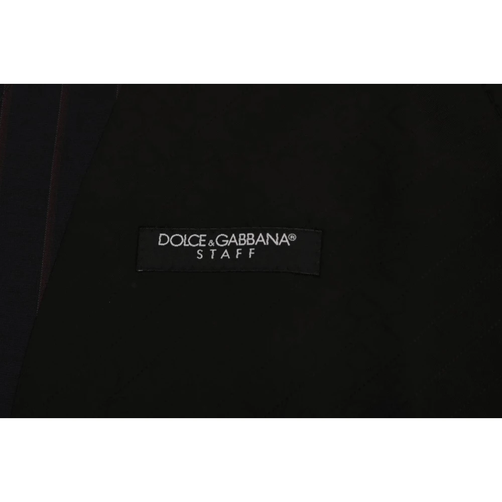 Dolce & Gabbana Elegante Gestreepte Wollen Vest Blue Heren