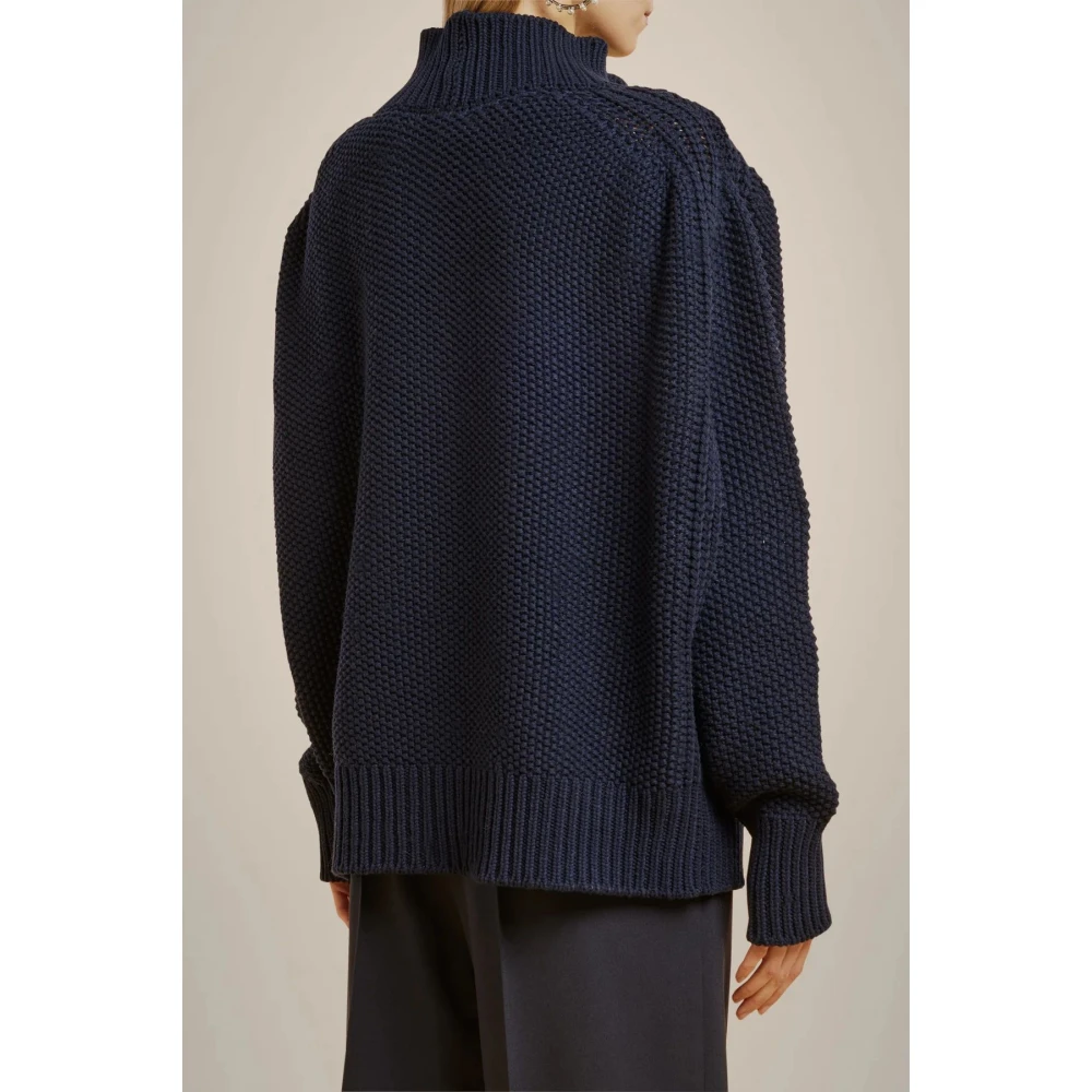 Liviana Conti Blauwe kasjmier trui met hoge hals Blue Dames