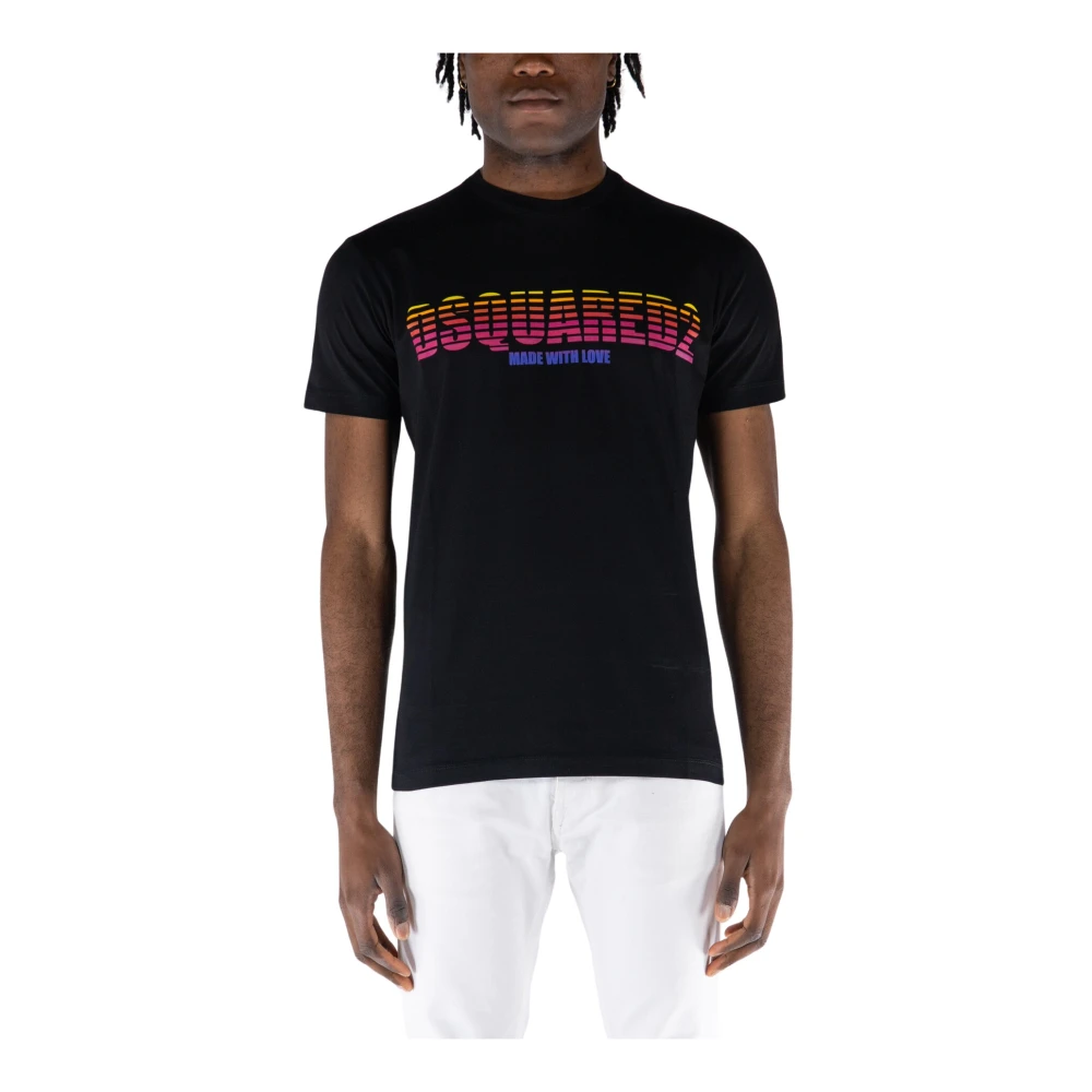 Dsquared2 Zwart Katoenen T-shirt met Iconisch Logo Black Heren