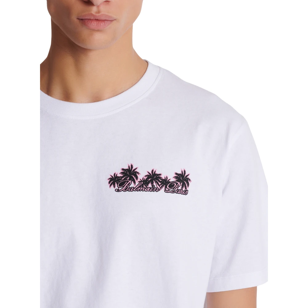 Balmain Club Signature bedrukt T-shirt White Heren
