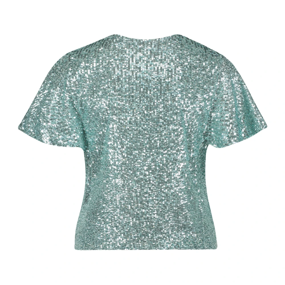 Vera Mont Pailletblouse korte mouw Green Dames