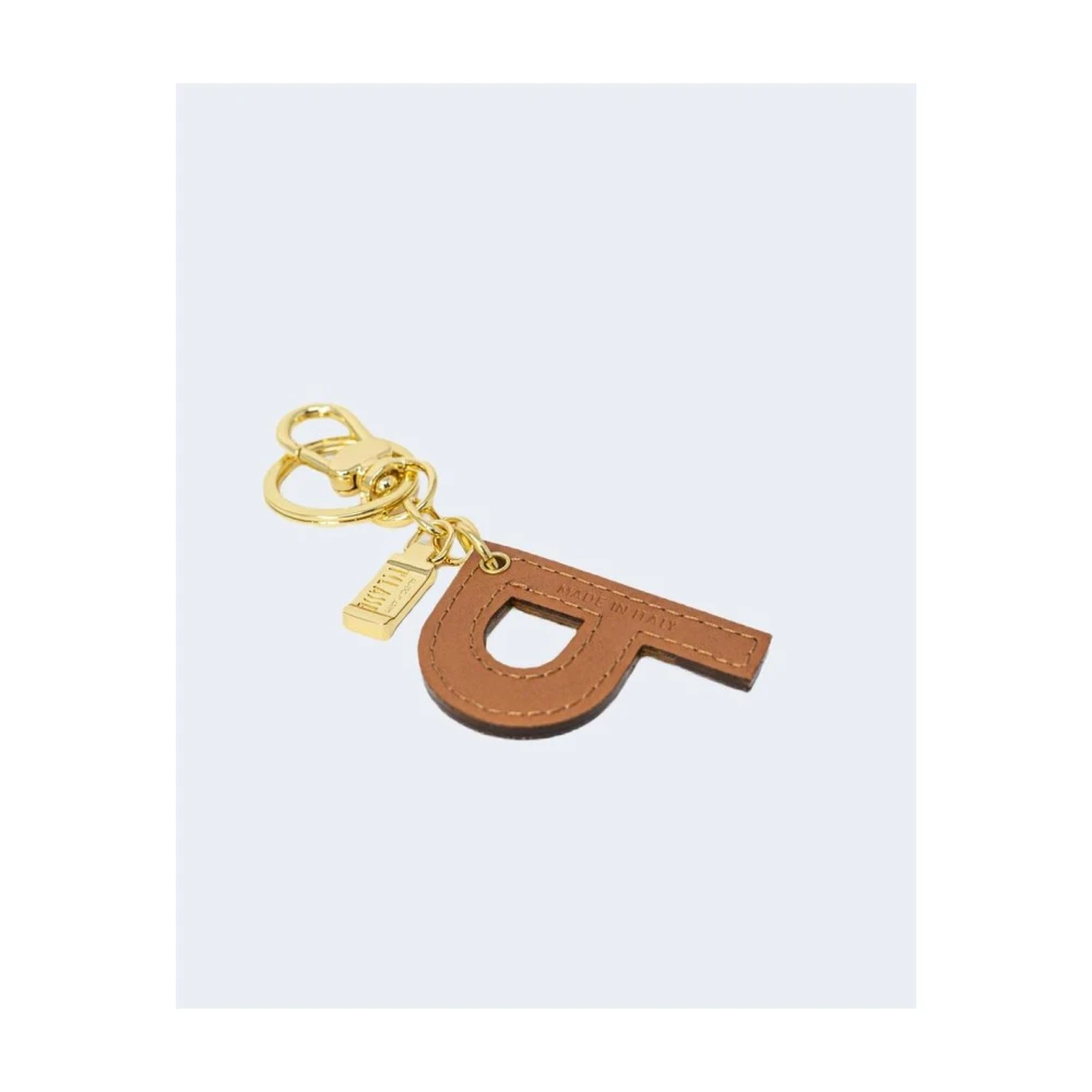 Alviero Martini 1a Classe Kaartontwerp Leren Sleutelhanger Elegant Accessoire Beige Dames