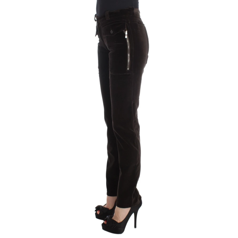Ermanno Scervino Italiaanse Slim Fit Katoenen Broek Brown Dames