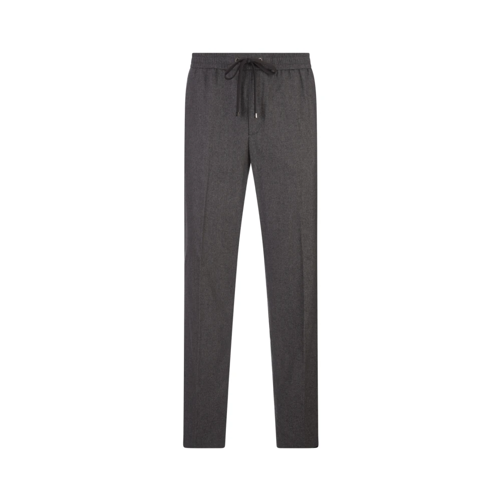 Moncler Grijze Cashmere Joggers met Leren Patch Gray Heren