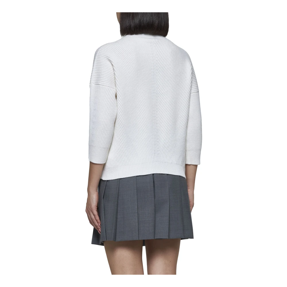 Max Mara Studio Eles Mock Neck Sweater in Wit White Dames