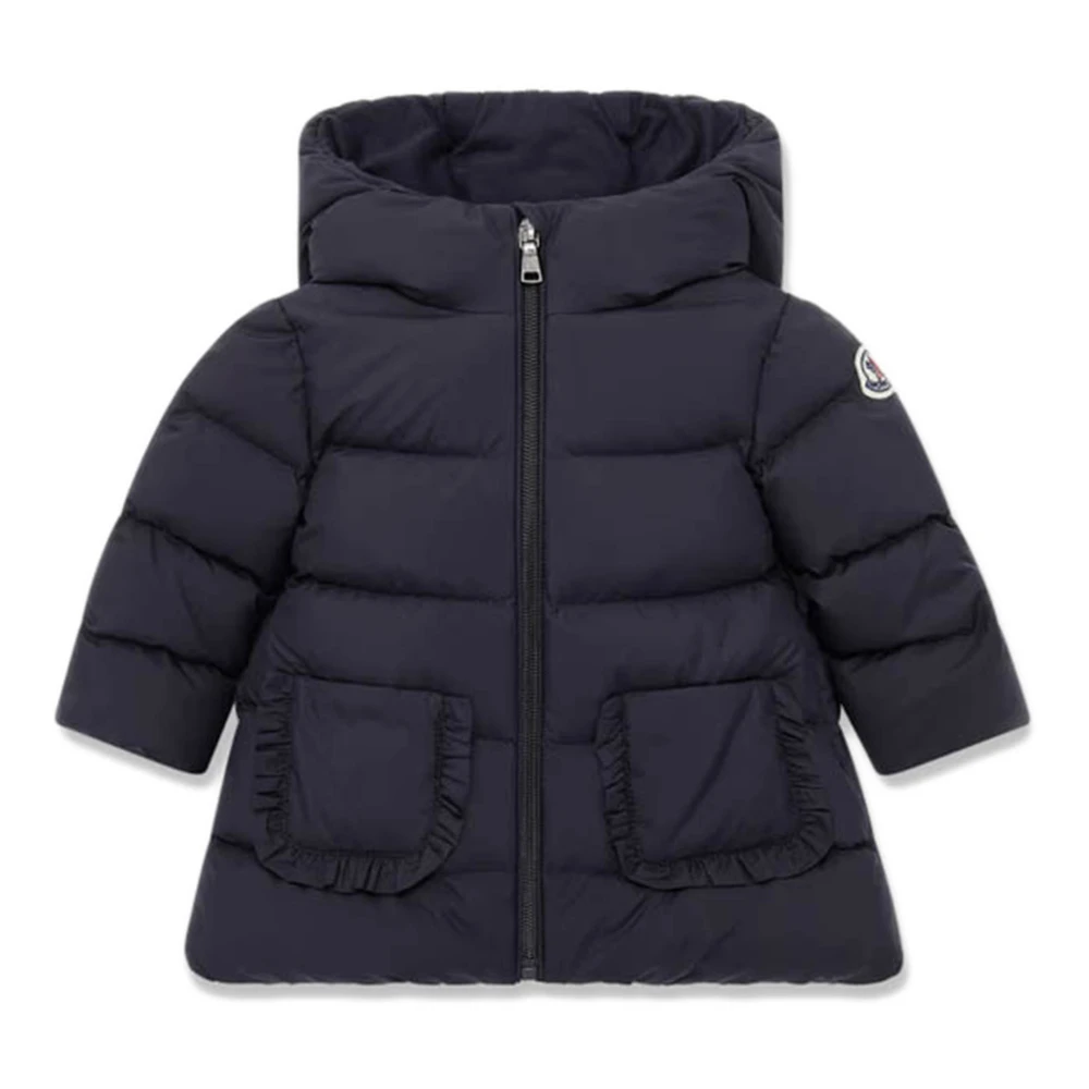 Moncler Girls Blue Kids Coats With Ruffled Trim, Winter Jackets, 2 Y, Kids