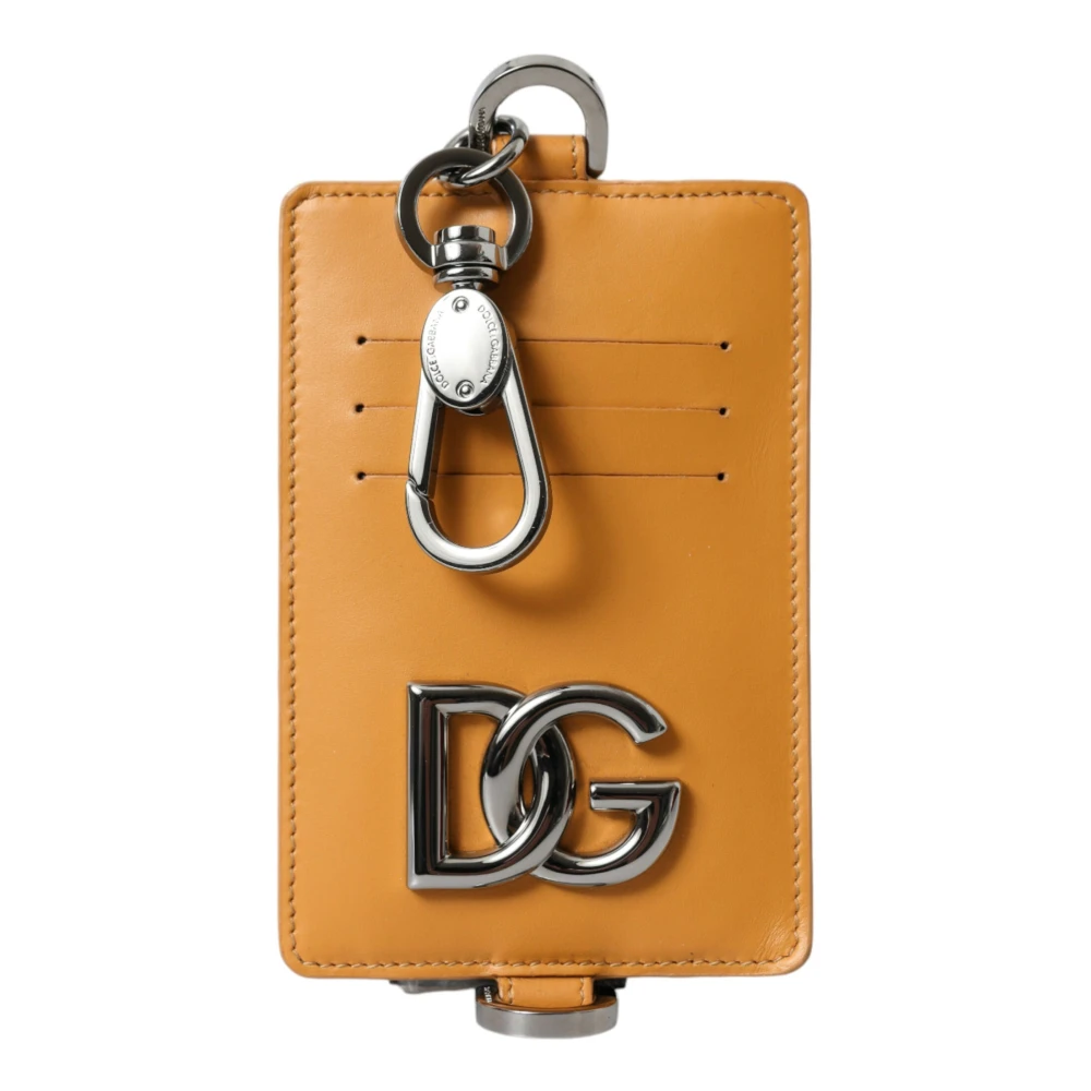 Dolce & Gabbana Men's Orange Elegant Leather Cardholder Wallet