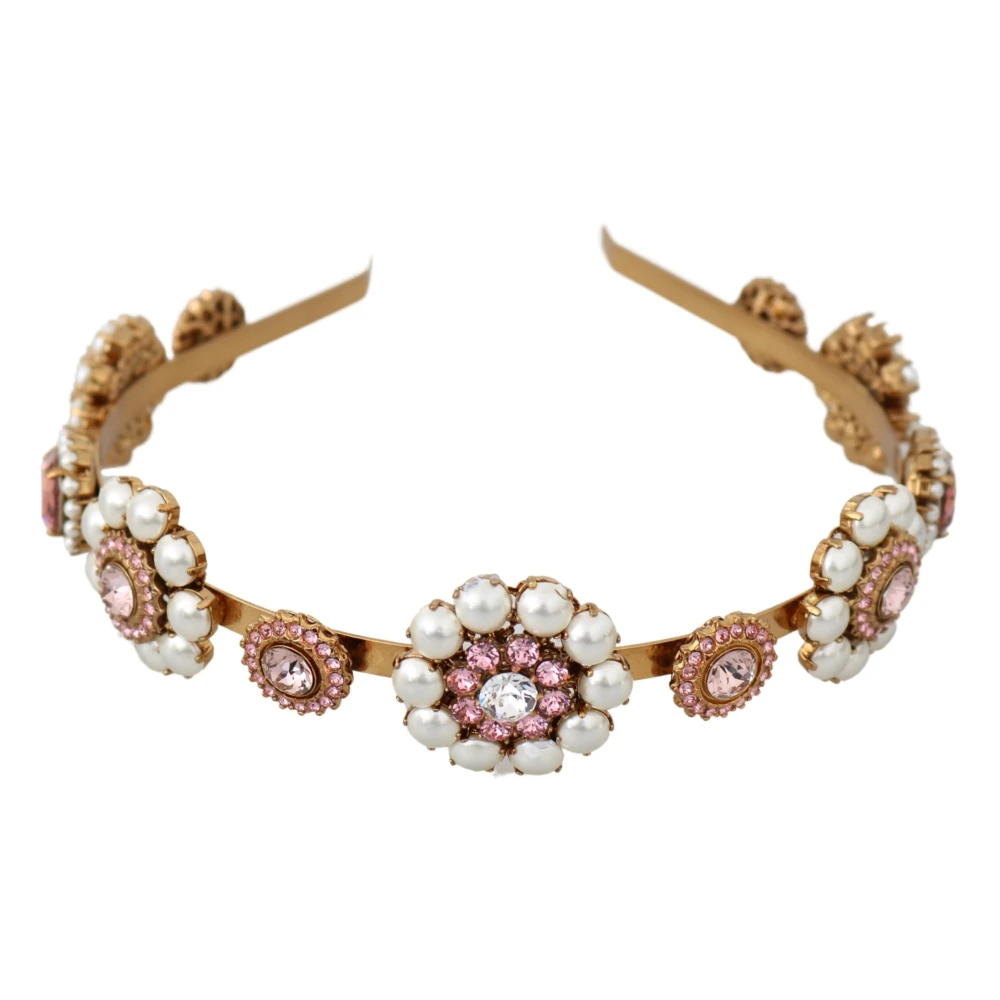 Dolce & Gabbana Women's Yellow Hair Accessories, One Size, Crystal Pearl Diadem Headpiece