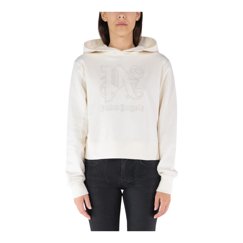 Palm Angels Beige Hoodies, Female, Xs, Monogram Statement Hoodie Elevate Style