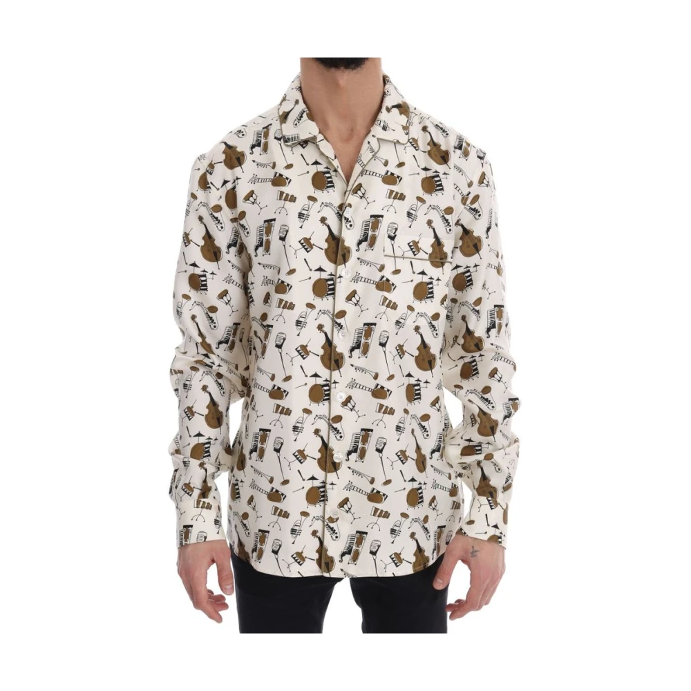 Dolce & Gabbana Men's Multicolor Casual Shirts,, Silk Jazz Shirt 3XS