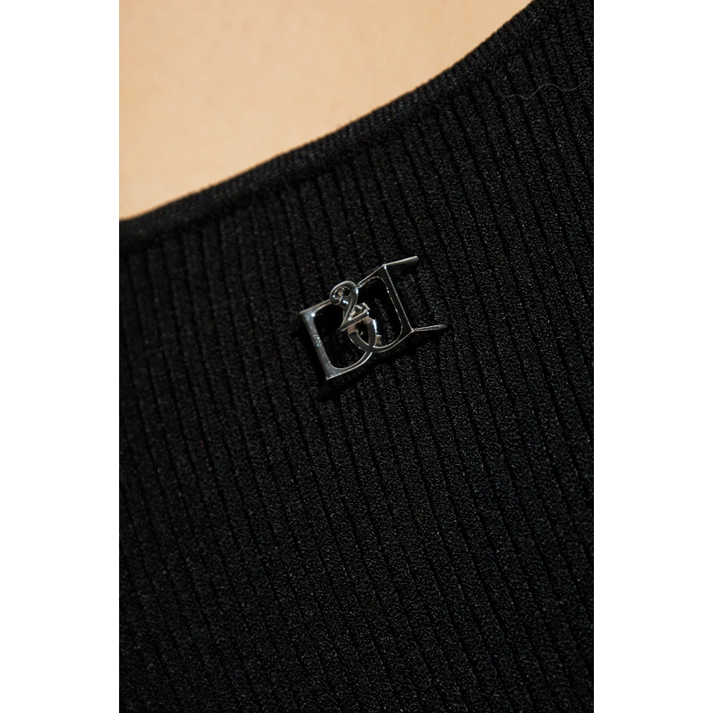 Dsquared2 Geribbelde top Black Dames