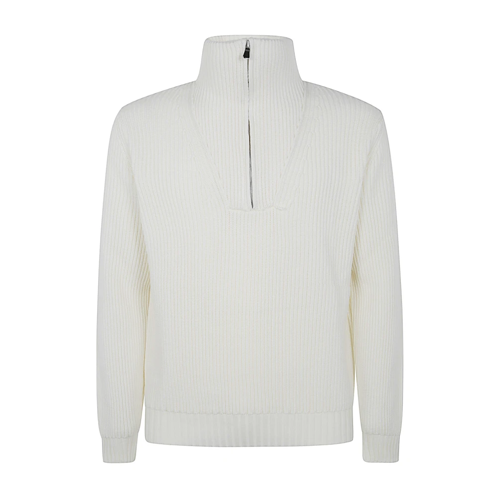 Filippo De Laurentiis Halve Rits Lange Mouw Prestatietop White Heren