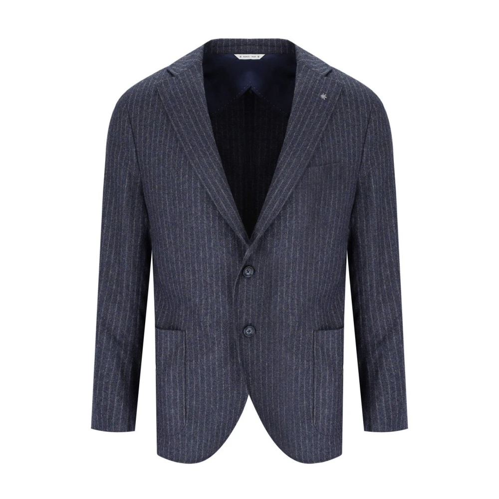 Manuel Ritz Men's Blue Pinstripe Single-Breasted Wool Jacket - Blazers - L - Jackets