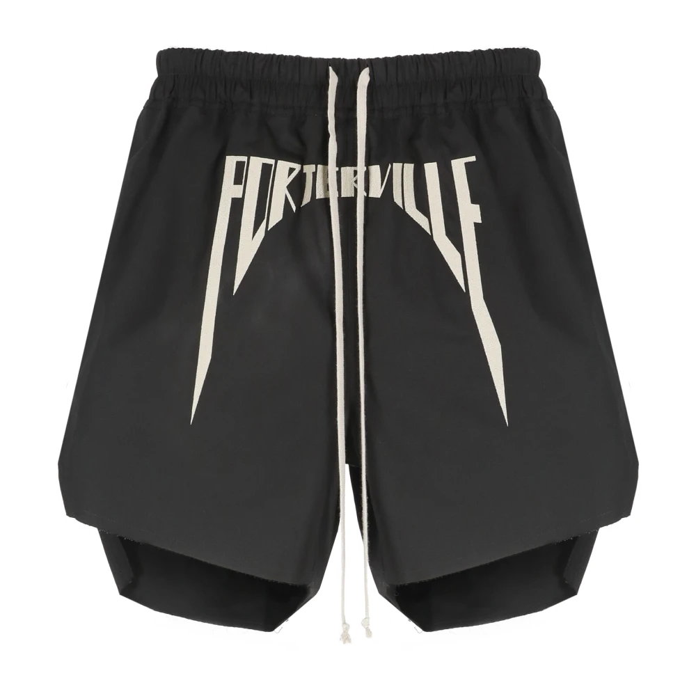 Rick Owens Zwarte Bermuda Shorts met Geborduurd Logo Black Heren