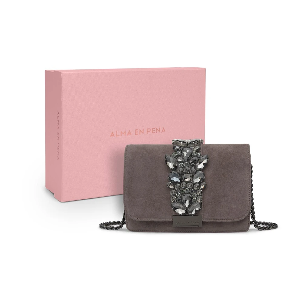 Alma en Pena Rhinestone clutch tas Gray Dames