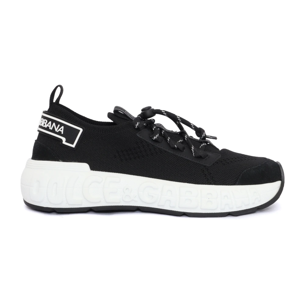 Dolce & Gabbana Jersey & Split Calfskin Sneakers Heren Schoenen Zwart