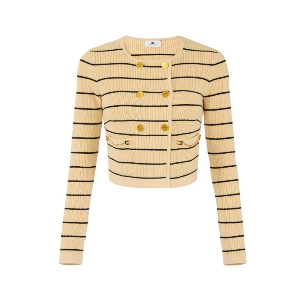 Elisabetta Franchi Women's Beige Cardigan In Knit Fabric - Cardigans - L - Knitwear