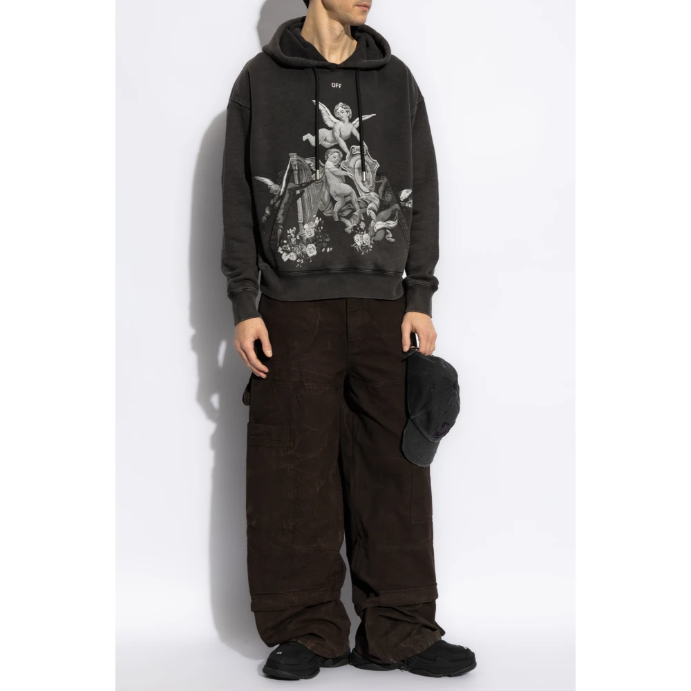 Off White Jeans met logo Brown Heren