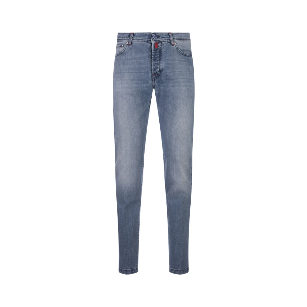 Kiton Slim Fit Blauwe Denim Jeans Blue Heren