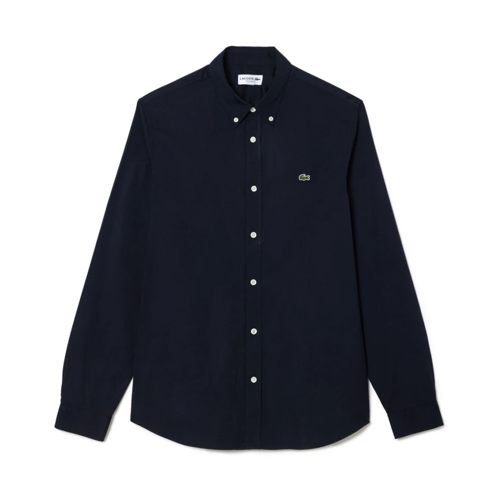 Lacoste Blauw Klassiek Overhemd met Krokodil Borduurwerk Blue Heren