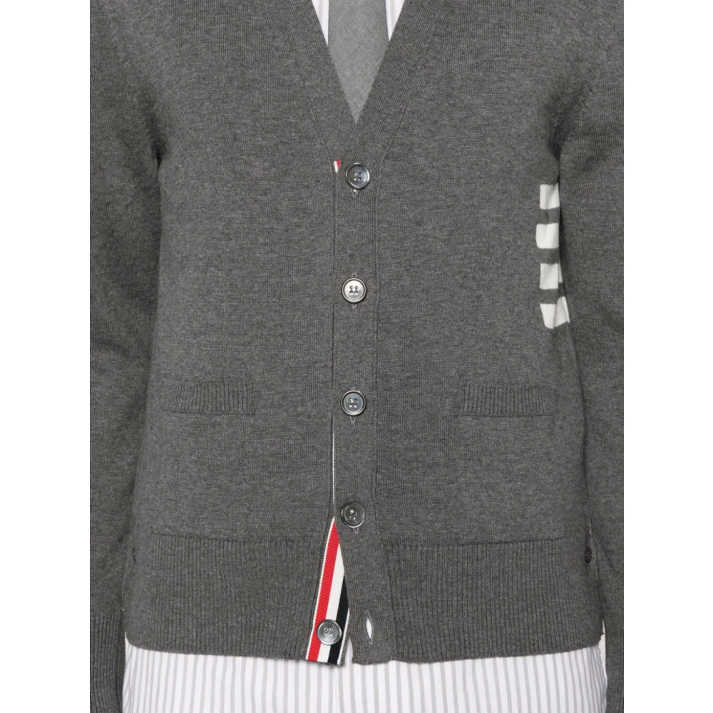 Thom Browne Grijze Sweater met 4-Bar Streep Gray Heren