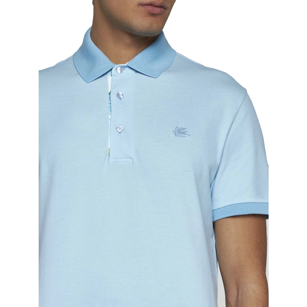 ETRO Blauwe Bedrukte T-shirts en Polos Blue Heren