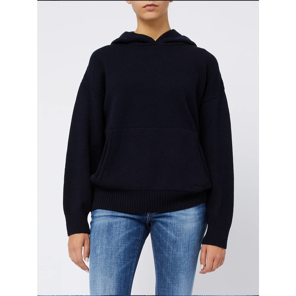 Msgm Navy Hoodie van wol voor vrouwen Blue Dames