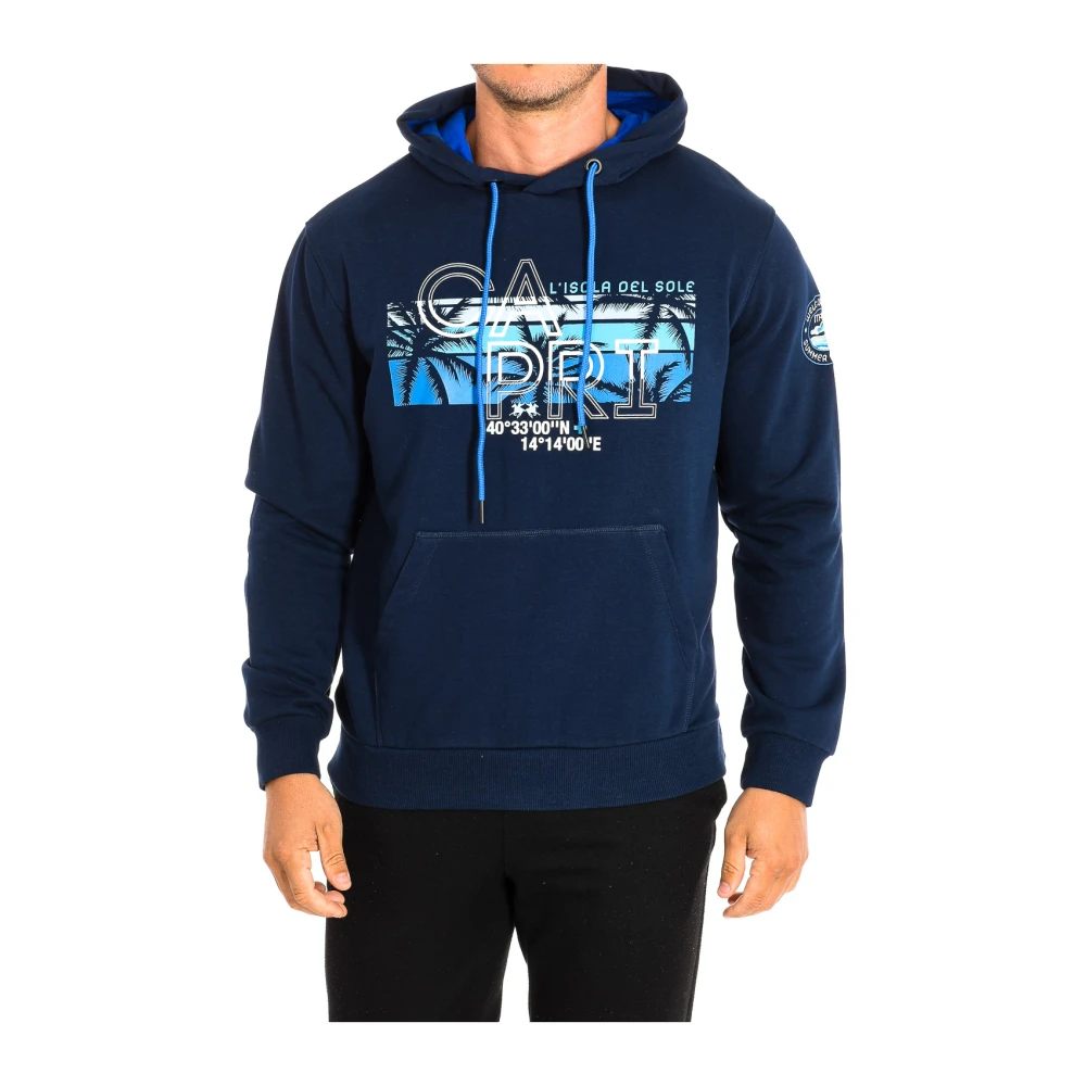 La Martina Men's Blue Hooded Sweatshirt With Embroidered Logo - Hoodies - 2XL - Sweatshirts & Hoodies