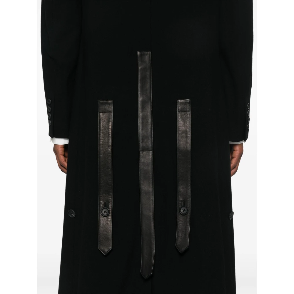 Yohji Yamamoto Luxe wollen jas met zakken Black Heren