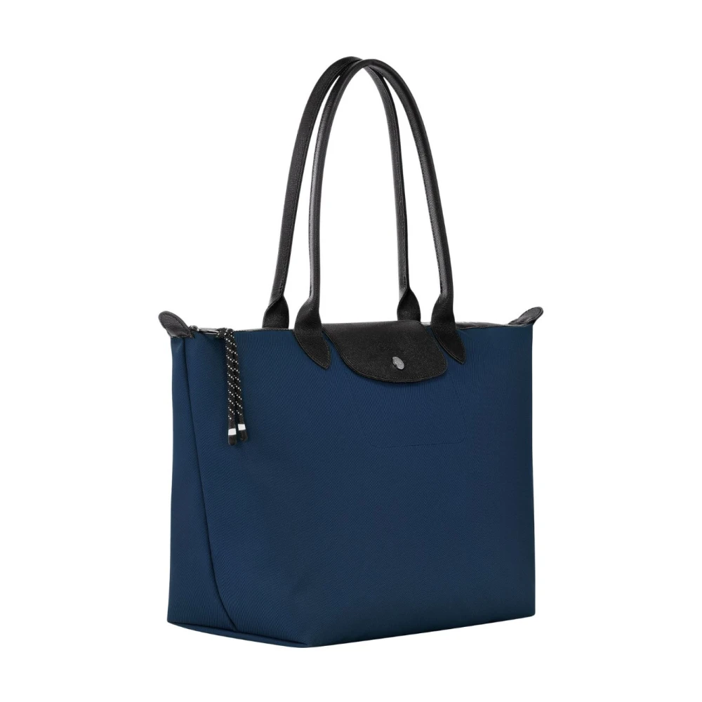 Longchamp Blauwe schoudertas met gegraveerd logo Blue Dames