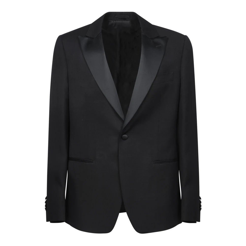 Lardini Zwart Zijden Tuxedo met Peak Revers Black Heren