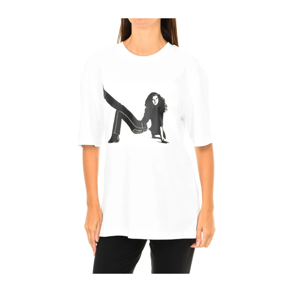 Calvin Klein , T-Shirts, Female, White, Xs, Short Sleeve T-Shirt With Ribbed Finish