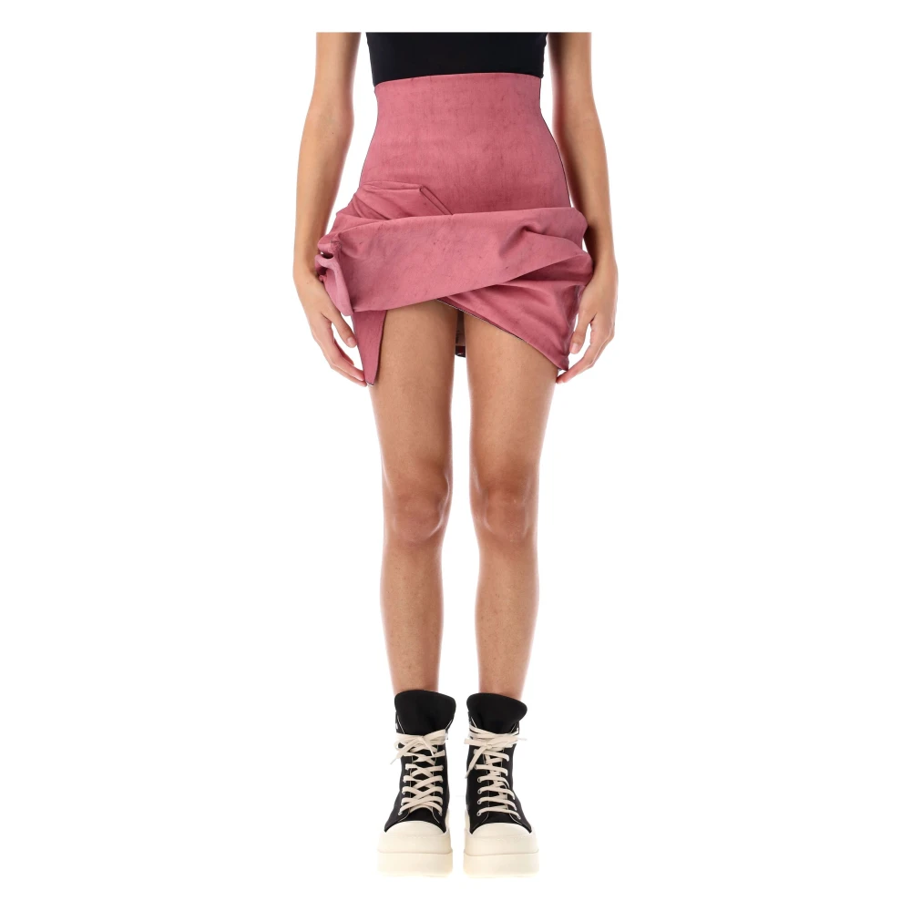 Rick Owens High Waist Draped Mini Rok Pink Dames