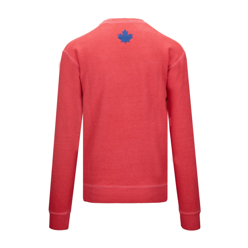 Dsquared2 Heren Pullover Sweatshirt met Ribbed Trim Red Heren