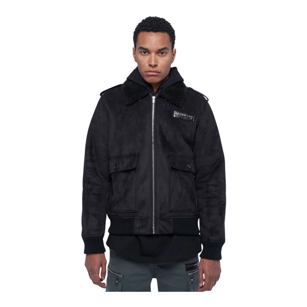 John Richmond Men's Black Shearling Jacket With Hood