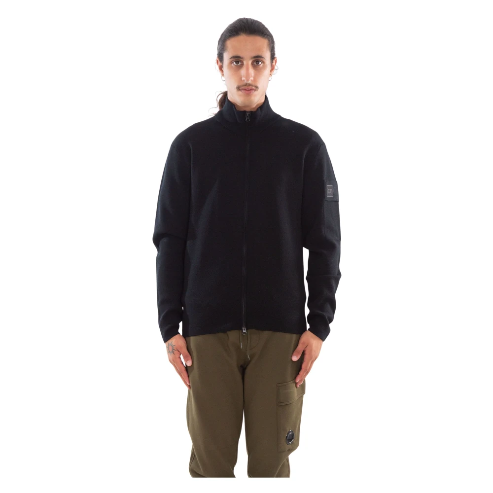 C.P. Company Cardigan van extrafijne wol met rits Black Heren