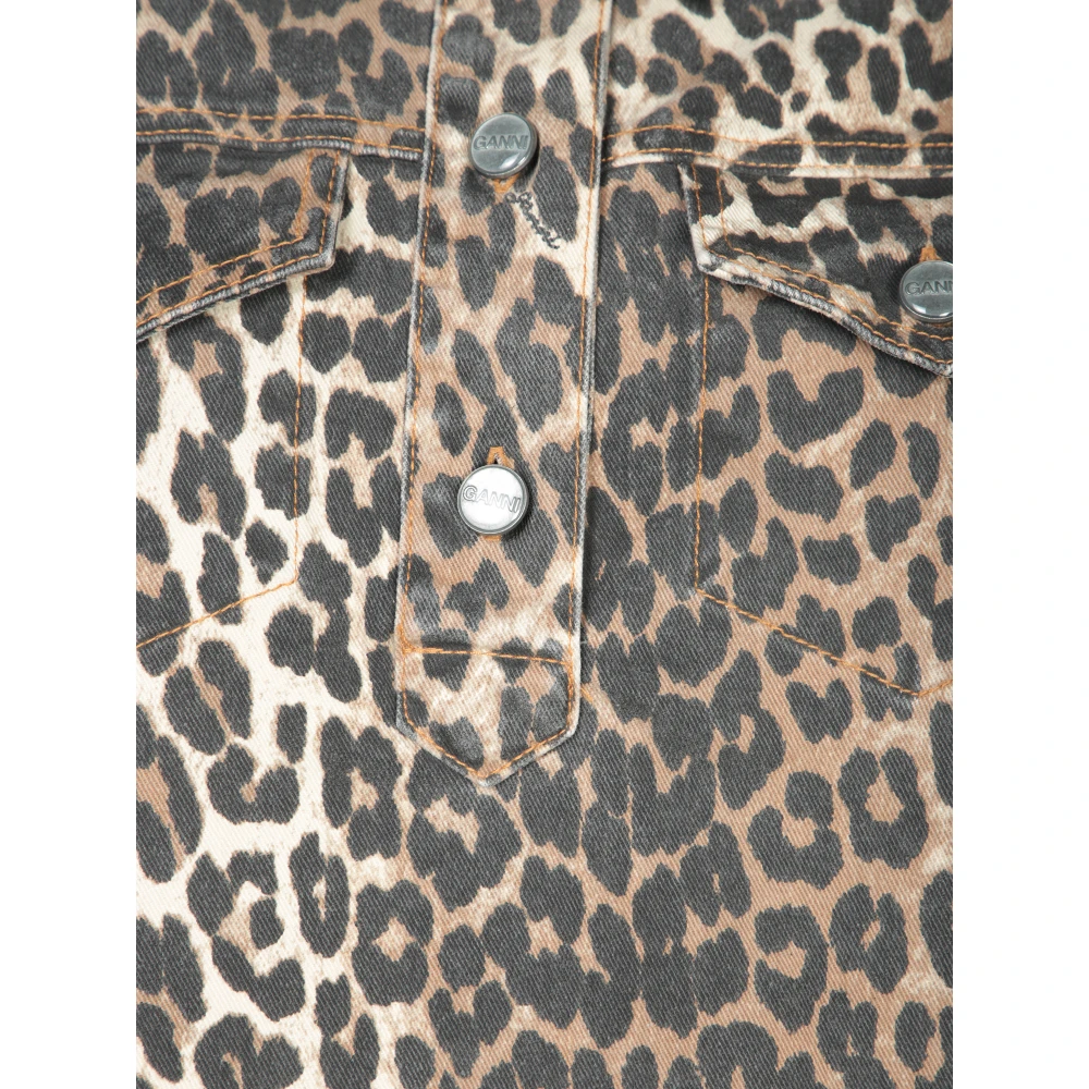Ganni Luipaardprint Mini Jurk Multi Multicolor Dames