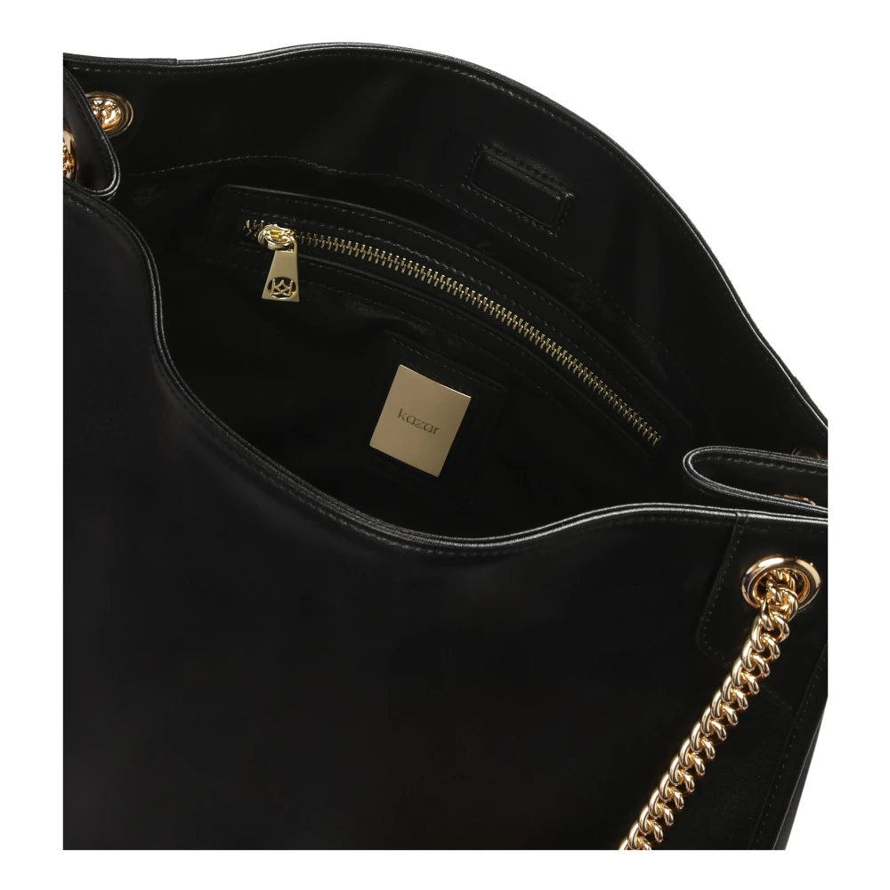 Kazar Grote eenvoudige handtas met schouderkettingen Black Dames