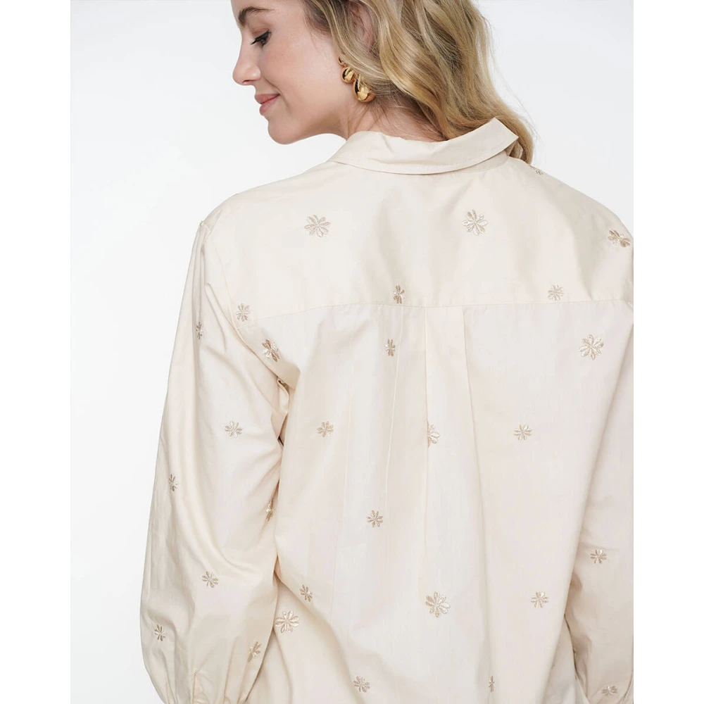 Geisha Bloemenborduurwerk lange mouw blouse Beige Dames
