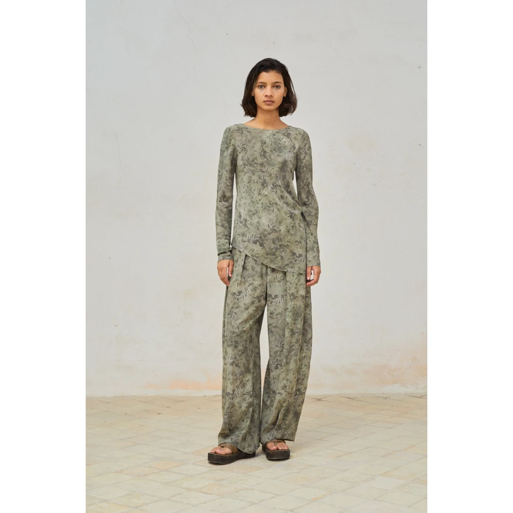 Cortana Zijden Herba Print Top Green Dames