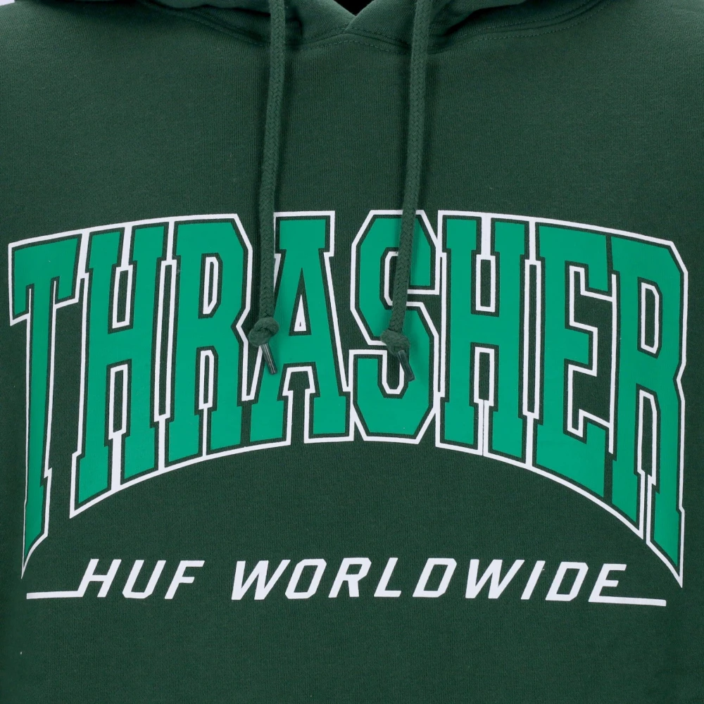 HUF Groene hoodie met Thrasher-logo Green Heren