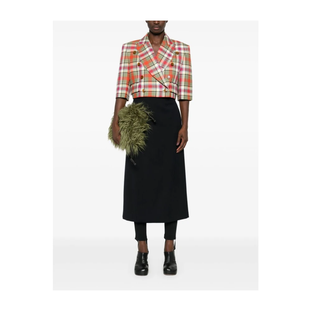 Vivienne Westwood Geruite Patroon Wollen Jas Groen Multikleur Multicolor Dames