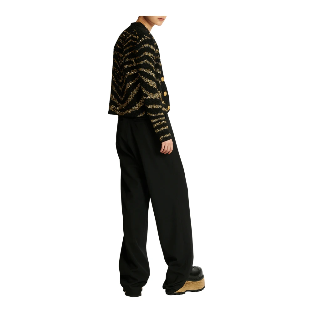 Balmain Side To Side Zebra Tweed Jas Multicolor Dames