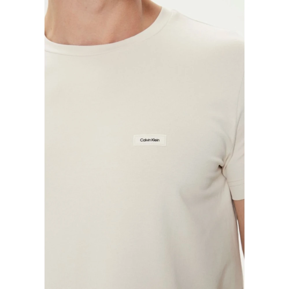 Calvin Klein Slim Fit Stretch T-shirt voor heren Beige Heren